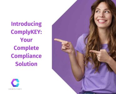 Blog post header of Woman pointin to text ComplyKEY: Your Complete Compliance Solution